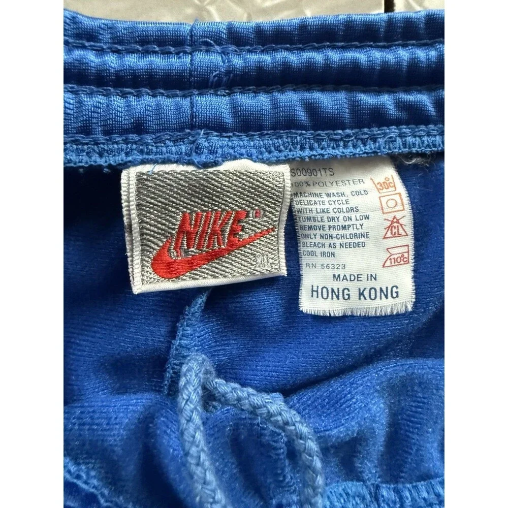 Vintage 90s Nike Men’s Blue Track Pants L‎ Solid Drawstring Elastic Waist